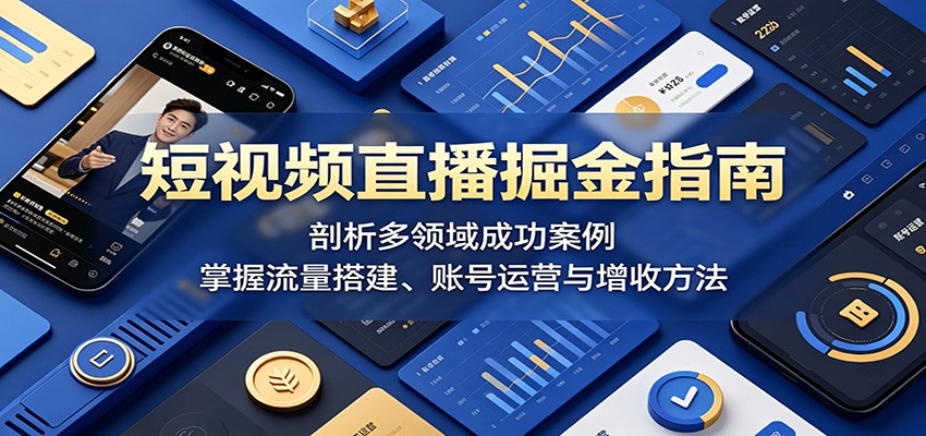 短视频直播掘金指南:剖析多领域成功案例,掌握流量搭建、账号运营与增收方法-网赚项目平台