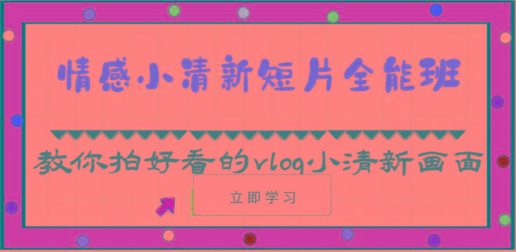 情感小清新短片全能班-教你拍好看的vlog小清新画面(30节课)-网赚项目平台