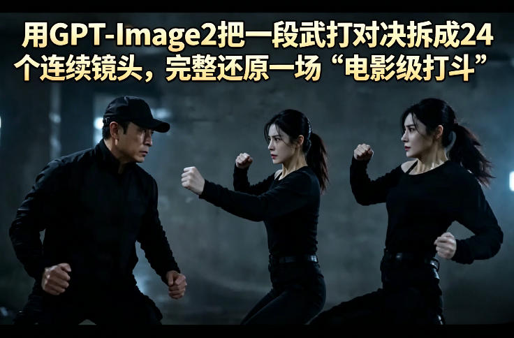 用GPT-Image2把一段武打对决拆成24个连续镜头，完整还原一场“电影级打斗”-网赚项目平台