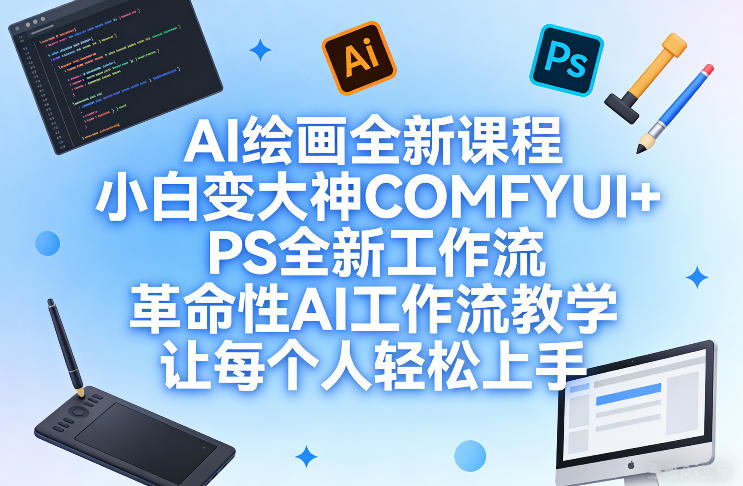 AI绘画全新课程，小白变大神COMFYUI+PS全新工作流，革命性AI工作流教学，让每个人轻松上手-网赚项目平台