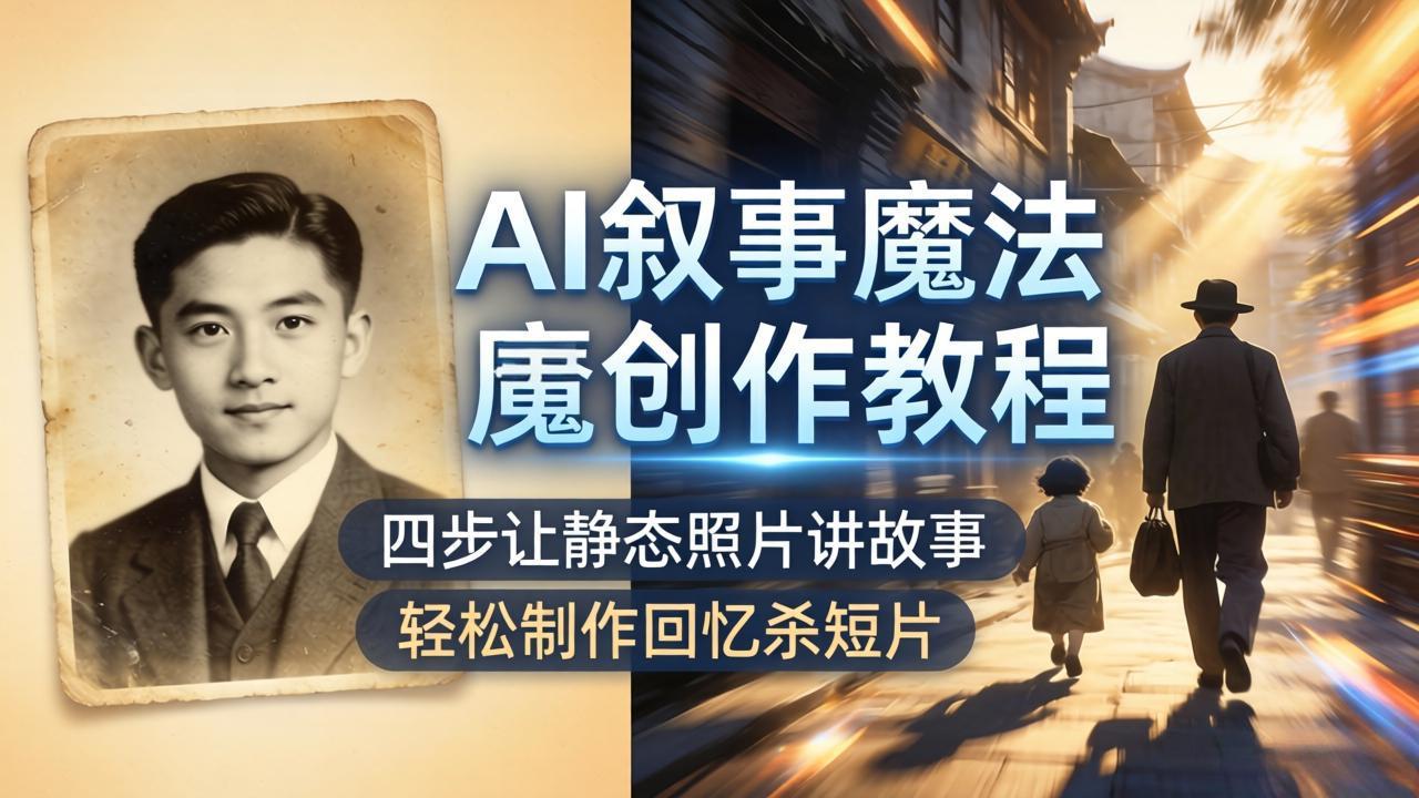 AI叙事魔法创作教程，四步让静态照片讲故事，老照片修复加动态特效，轻松制作回忆杀短片-网赚项目平台
