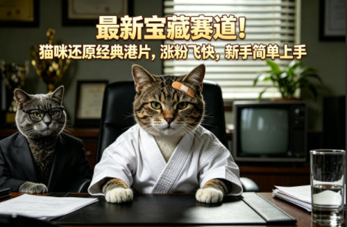 最新宝藏赛道！猫咪还原经典港片，涨粉飞快，新手简单上手-网赚项目平台