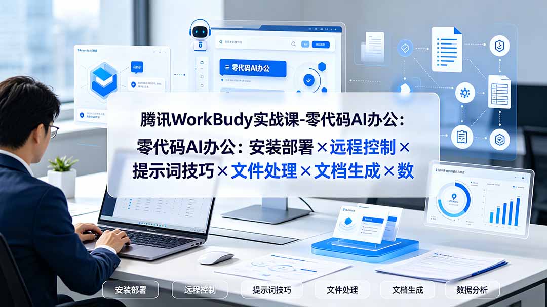 腾讯WorkBuddy实战课-零代码AI办公：安装部署×远程控制×提示词技巧×文件处理×文档生成×数据分析-网赚项目平台