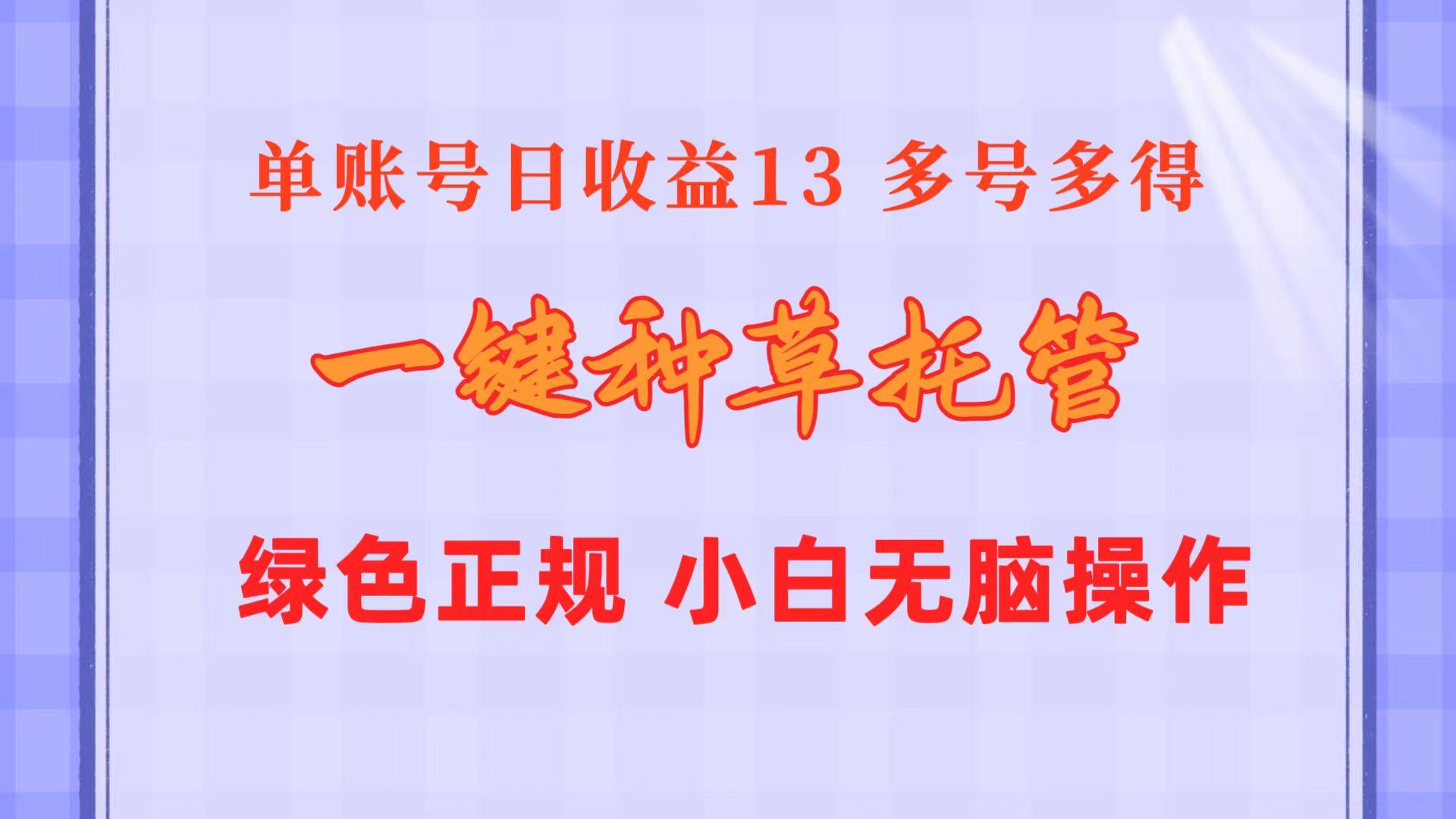 一键种草托管 单账号日收益13元  10个账号一天130  绿色稳定 可无限推广-网赚项目平台