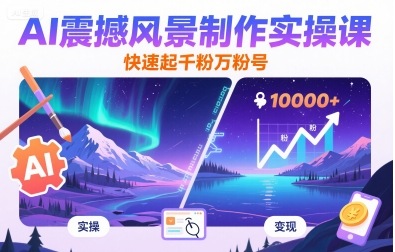 AI震撼风景制作实操课，快速起千粉万粉号-网赚项目平台