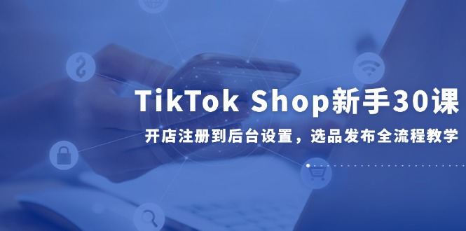 TikTok Shop新手30课，开店注册到后台设置，选品发布全流程教学-网赚项目平台