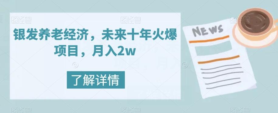 银发养老经济，未来十年火爆项目，月入2w【揭秘】-网赚项目平台