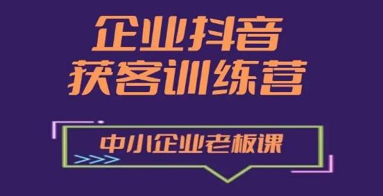 企业抖音营销获客增长训练营，中小企业老板必修课-网赚项目平台