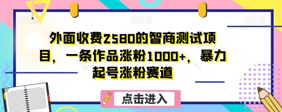 外面收费2580的智商测试项目，一条作品涨粉1000+，暴力起号涨粉赛道【揭秘】-网赚项目平台