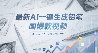 最新AI一键生成铅笔画爆款视频，多平台分发，日 入1k+，小白轻松上手【揭秘】-网赚项目平台