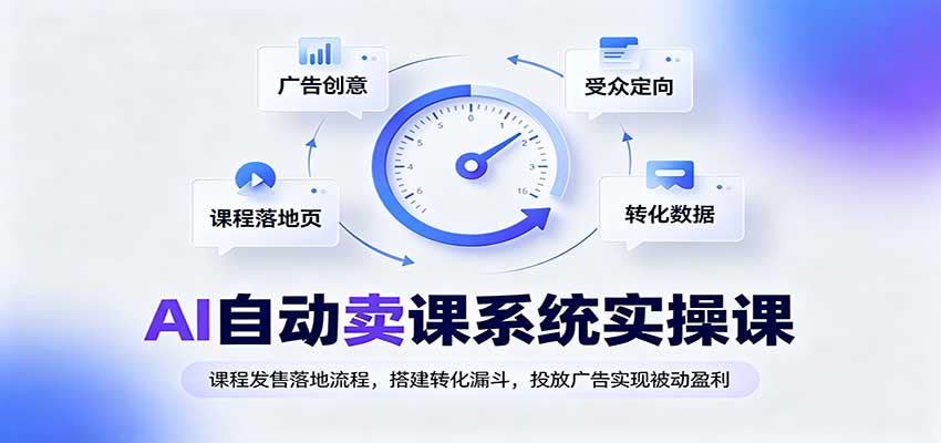 AI自动卖课系统实操课：课程发售落地流程，搭建转化漏斗，投放广告实现被动盈利-网赚项目平台
