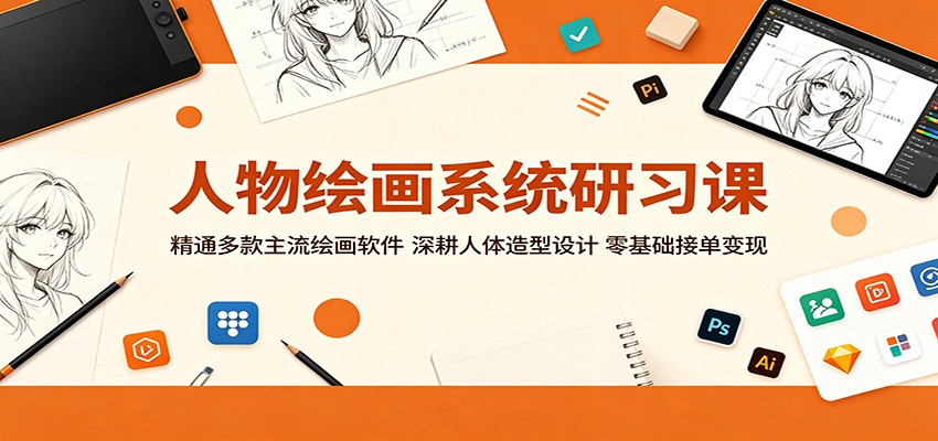 人物绘画系统研习课：精通多款主流绘画软件，深耕人体造型设计，零基础接单变现-网赚项目平台
