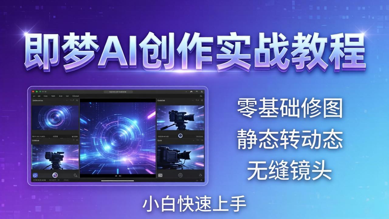 即梦AI创作实战教程，从零基础修图到AI导演，实战教学静态转动态+无缝镜头，小白快速上手-网赚项目平台