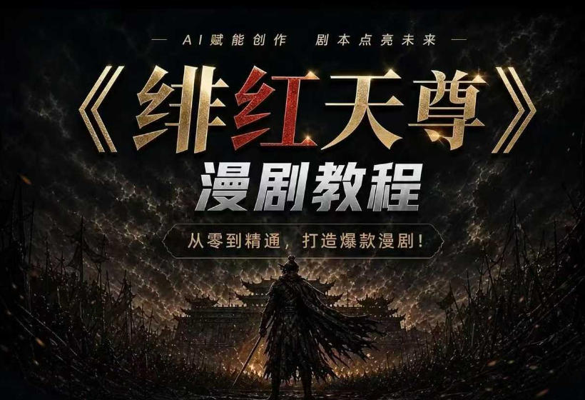 绯红天尊AI漫剧系统教程｜从零入门到精通，工具运用+剧本创作+爆款逻辑+提示词素材+镜头剪辑，全套爆款漫剧落地实战课-网赚项目平台