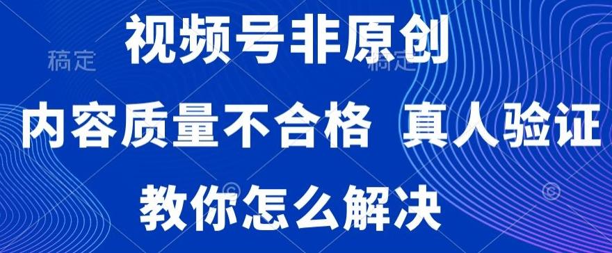 视频号非原创，内容质量不合格，真人验证，违规怎么解决【揭秘】-网赚项目平台