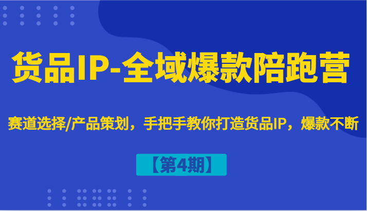 货品IP-全域爆款陪跑营【第4期】赛道选择/产品策划，手把手教你打造货品IP，爆款不断-网赚项目平台
