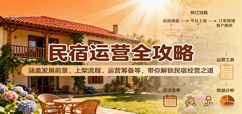 民宿运营全攻略:涵盖发展前景、上架流程、运营筹备等,带你解锁民宿经营之道-网赚项目平台