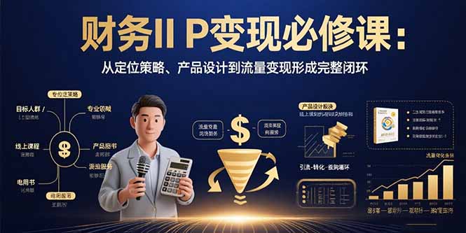 财务IP变现必修课：从定位策略、产品设计到流量变现形成完整闭环-网赚项目平台