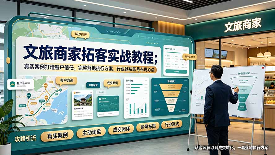 文旅商家拓客实战教程；真实案例打造客户信任，完整落地执行方案，行业避坑账号布局心法-网赚项目平台