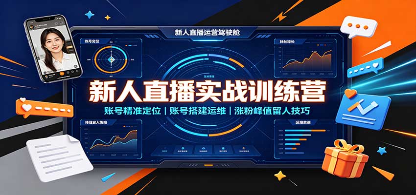 新人直播实战训练营:账号精准定位,账号搭建运维,涨粉峰值留人技巧-网赚项目平台