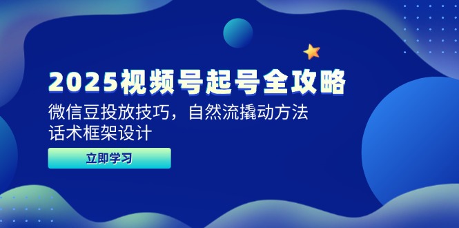 2025视频号起号全攻略，微信豆投放技巧，自然流撬动方法，话术框架设计-网赚项目平台