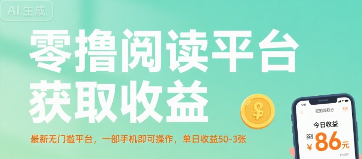 零撸阅读平台获取收益，最新无门槛平台，一部手机即可操作，单日收益50-3张【揭秘】-网赚项目平台