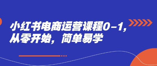 小红书电商运营课程0-1，从零开始，简单易学-网赚项目平台