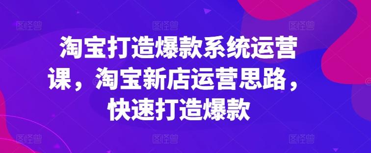 淘宝打造爆款系统运营课，淘宝新店运营思路，快速打造爆款-网赚项目平台