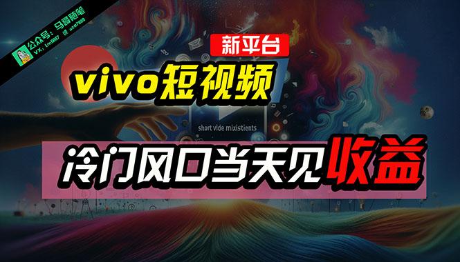 全新平台vivo短视频，新风口AI混剪无脑搬运，冷门风口当天见收益，7天…-网赚项目平台