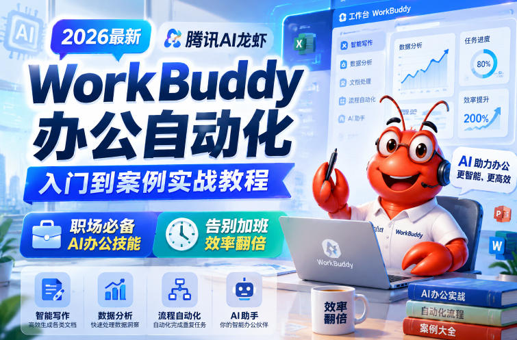 2026最新腾讯AI龙虾WorkBuddy办公自动化入门到案例实战教程,职场必备AI办公技能,告别加班,效率翻倍-网赚项目平台