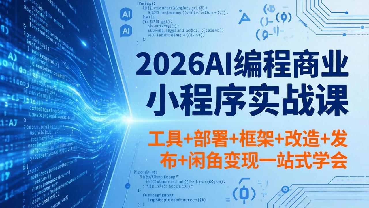 2026AI编程商业小程序实战课，工具+部署+框架+改造+发布+闲鱼变现一站式学会-网赚项目平台