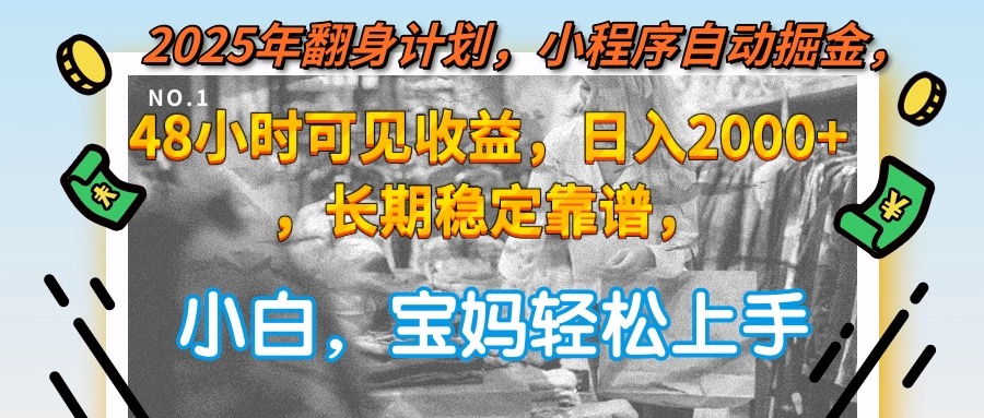 2025年翻身计划，小程序自动掘金48小时可见收益，日入2000+，长期稳定…-网赚项目平台