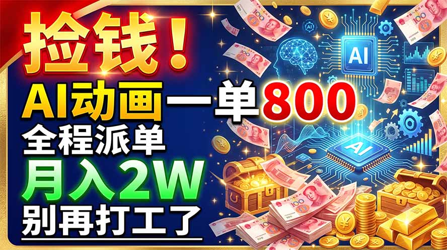 捡钱！AI动画一单800，全程派单，月入2W，别再打工了-网赚项目平台