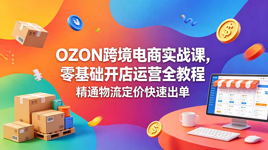OZON 跨境电商实战课，零基础开店运营全教程，精通物流定价快速出单-网赚项目平台