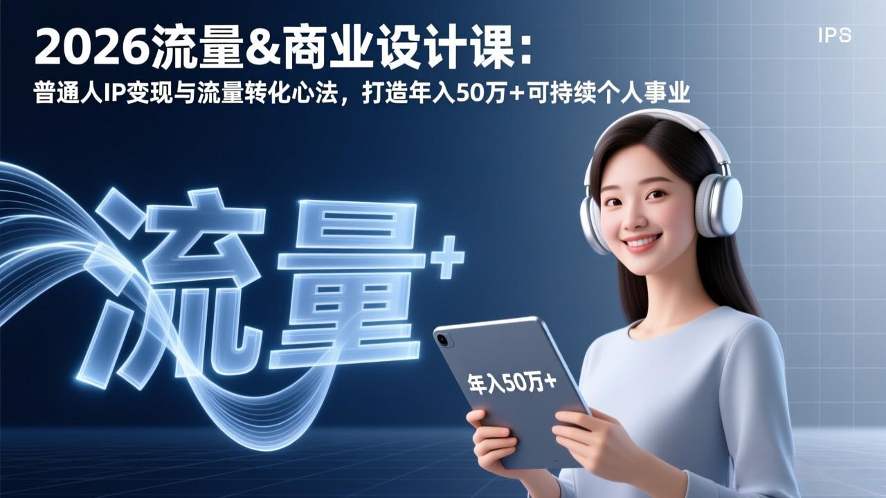 2026流量&商业设计课：普通人IP变现与流量转化心法，打造年入50万+可持续个人事业-网赚项目平台