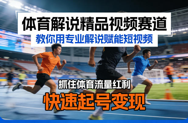 体育解说精品视频赛道，教你用专业解说赋能短视频，抓住体育流量红利，快速起号变现-网赚项目平台