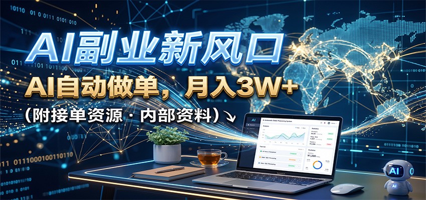 AI副业新风口,AI自动做单,月入3W+,附接单资源-网赚项目平台