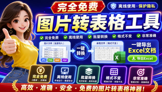图片表格识别提取工具，支持一键从图片中智能提取表格并导出Excel文件，可离线免网运行，FastTableOCR-网赚项目平台