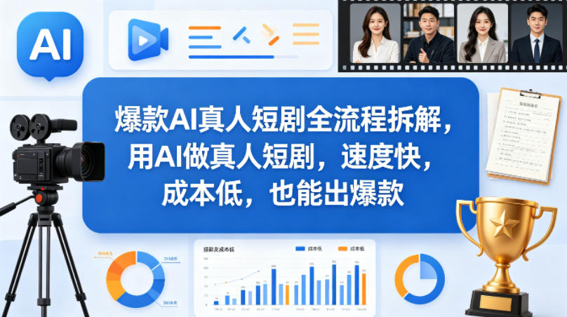 爆款AI真人短剧全流程拆解，用AI做真人短剧，速度快，成本低，也能出爆款-网赚项目平台