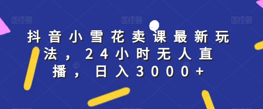抖音小雪花卖课最新玩法，24小时无人直播，日入3000+【揭秘】-网赚项目平台