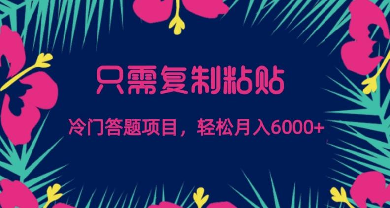 只需复制粘贴，冷门答题项目，轻松月入6000-网赚项目平台