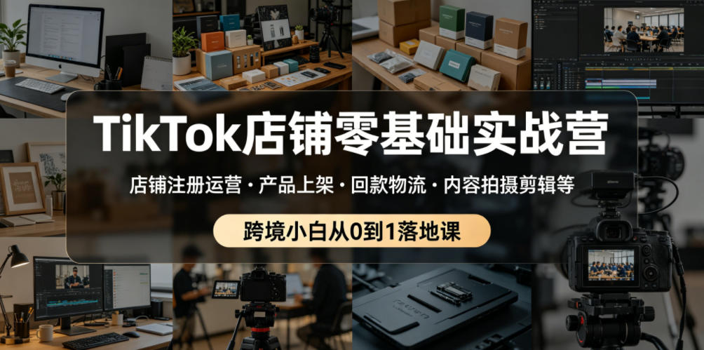 TikTok店铺零基础实战营,店铺注册运营・产品上架・回款物流・内容拍摄剪辑等 ,跨境小白从0到1落地课-网赚项目平台