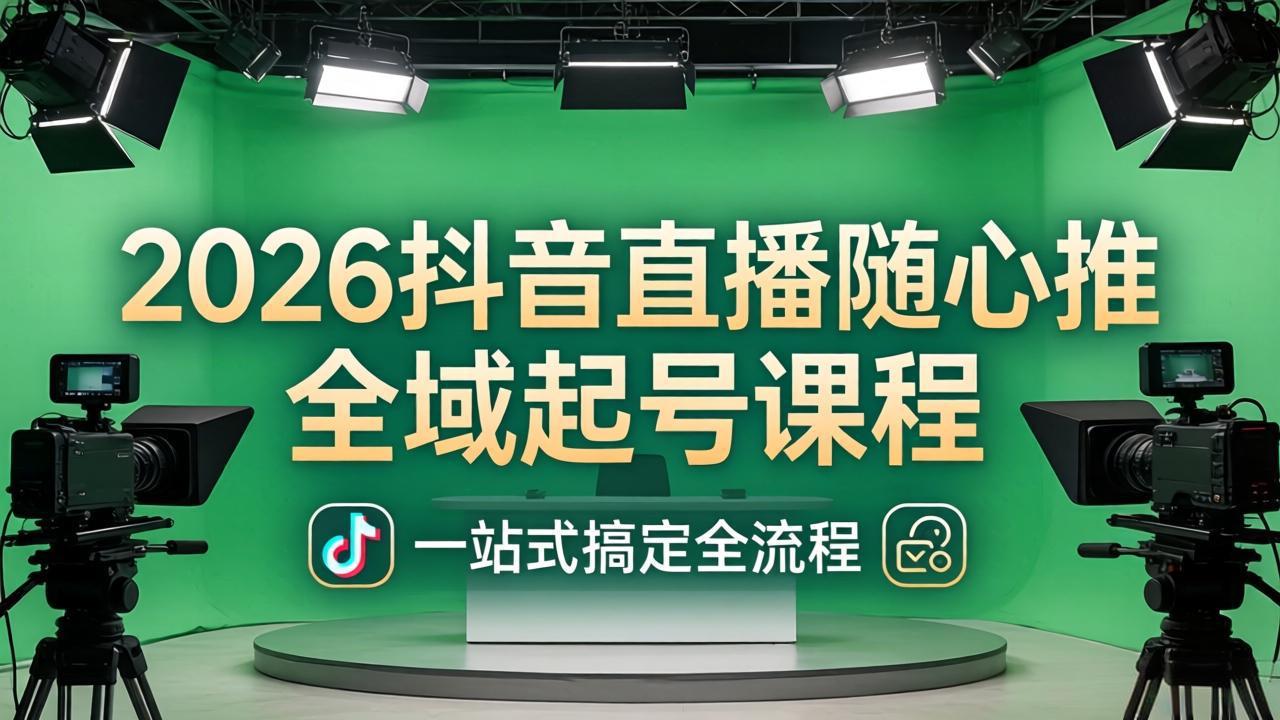 2026抖音直播随心推全域起号课程：一站式搞定直播起号、稳号、放量全流程(更新4月-网赚项目平台