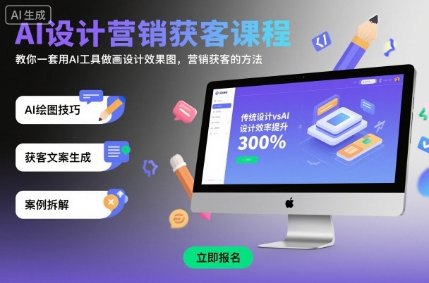 AI设计营销获客课程,教你一套用AI工具做画设计效果图,营销获客的方法-网赚项目平台