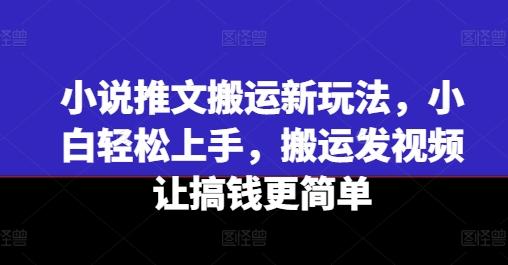 小说推文搬运新玩法，小白轻松上手，搬运发视频让搞钱更简单-网赚项目平台