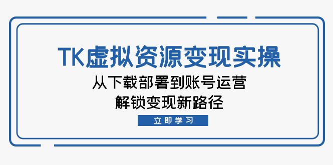 TK虚拟资料变现实操：从下载部署到账号运营，解锁变现新路径-网赚项目平台