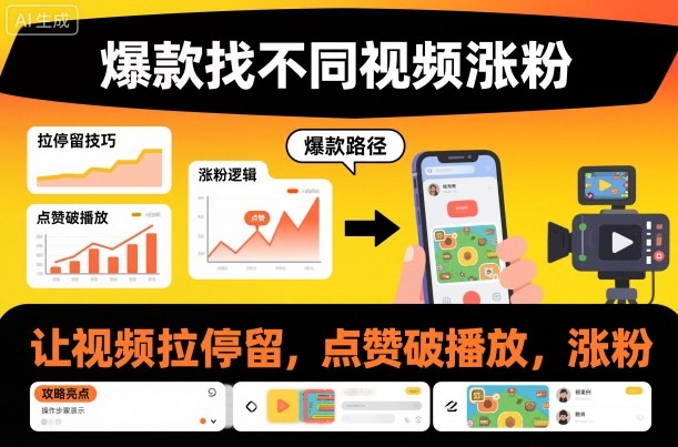 爆款找不同视频涨粉,让视频拉停留,实现点赞,破播放,涨粉-网赚项目平台