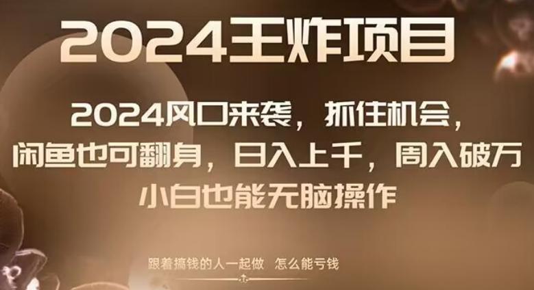 2024风口项目来袭，抓住机会，闲鱼也可翻身，日入上千，周入破万，小白也能无脑操作-网赚项目平台