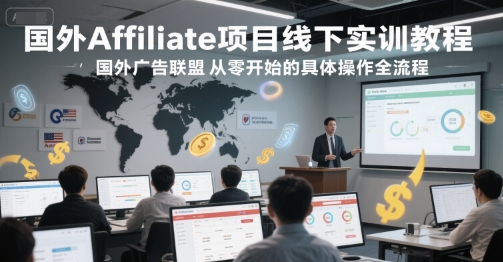 国外Affiliate项目线下实训教程，国外广告联盟从零开始的具体操作全流程-网赚项目平台