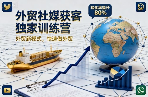 外贸社媒获客独家训练营,外贸新模式,快速做外贸-网赚项目平台